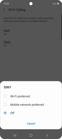 Press the required setting to turn the function on or off.