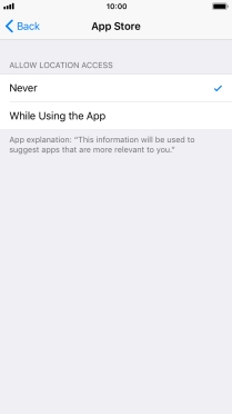 Press the required setting to turn the function on or off.