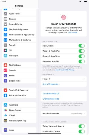 Press the indicators next to the required settings to turn them on or off.