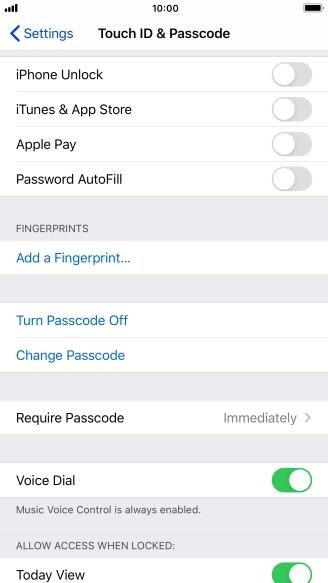 Press Turn Passcode Off and key in the phone lock code.