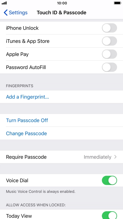Press Turn Passcode Off and key in the phone lock code.
