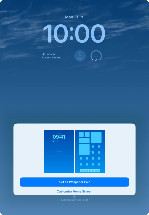 To use the same colour theme on the home screen, press Set as Wallpaper Pair.
