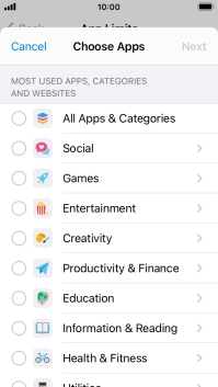 Press the indicators next to the required categories.