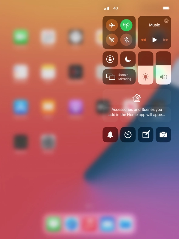 Press the flight mode icon to turn the function on or off.