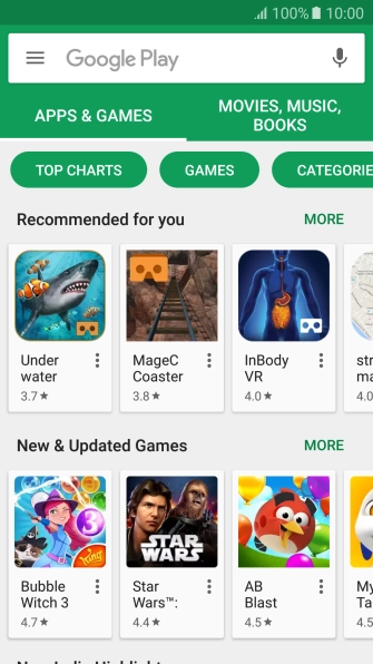 Slide your finger right starting from the left side of the screen.