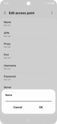 Key in Vodafone Internet and press OK.