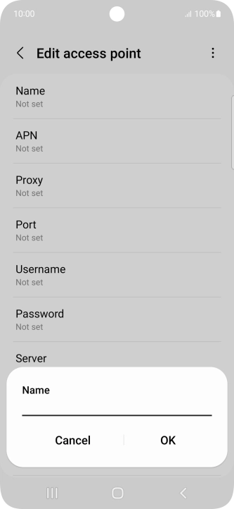 Key in Vodafone Internet and press OK.