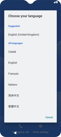 Press the required language.
