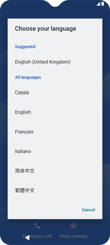 Press the required language.