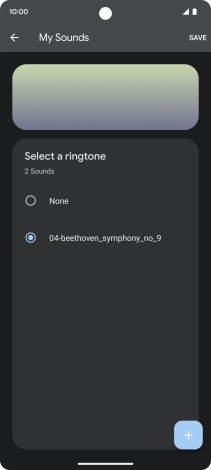 Once you've found a ring tone you like, press SAVE. Once you've found a ring tone you like, press SAVE.
