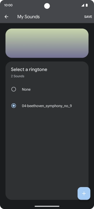 Once you've found a ring tone you like, press SAVE. Once you've found a ring tone you like, press SAVE.