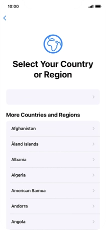 Press the required country or area.