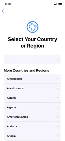 Press the required country or area.