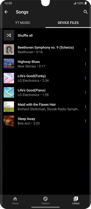 Press the required audio file.
