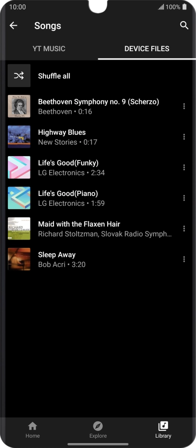 Press the required audio file.