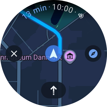 Press the route description icon to return to the directions. Press the route description icon to return to the directions.