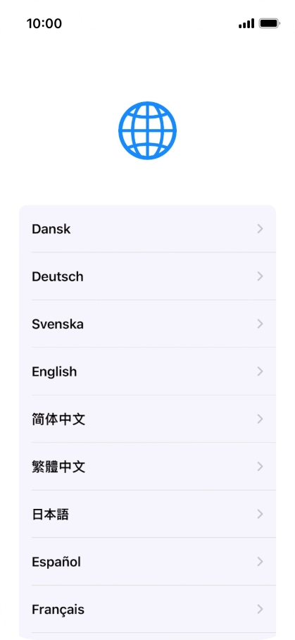 Press the required language.