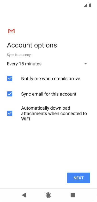 If this screen is displayed, you email account has been recognised and set up automatically. Follow the instructions on the screen to key in more information and finish setting up your phone.