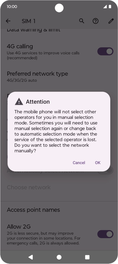 Press OK and your phone will search for networks.