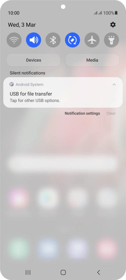 Press Tap for other USB options..