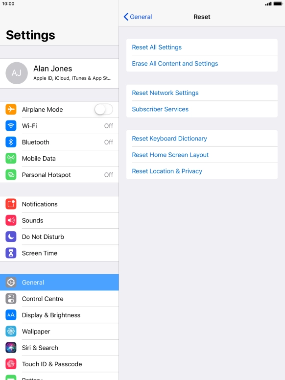 Press Reset All Settings. Press Reset All Settings.