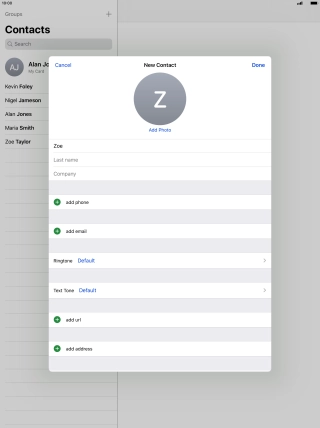 Press Last name and key in the last name.