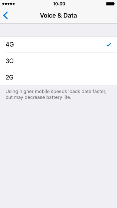 Press the required network mode.