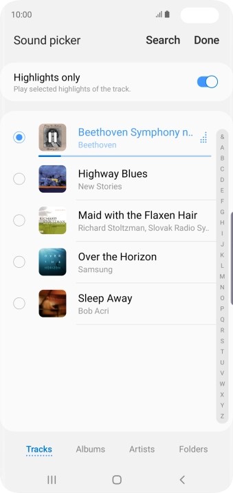 Once you've found a ring tone you like, press Done.