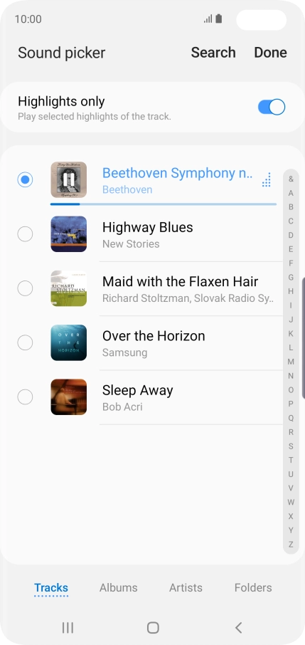 Once you've found a ring tone you like, press Done.
