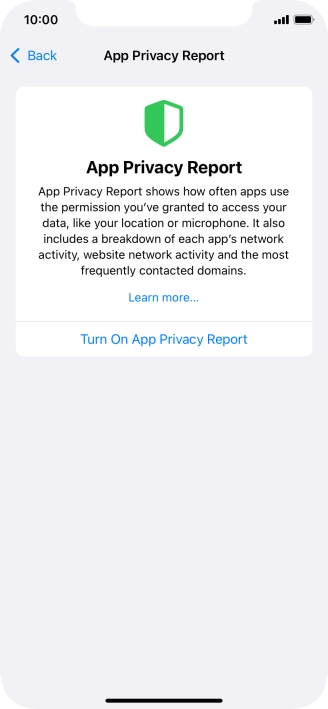 Press Turn On App Privacy Report to turn on the function.