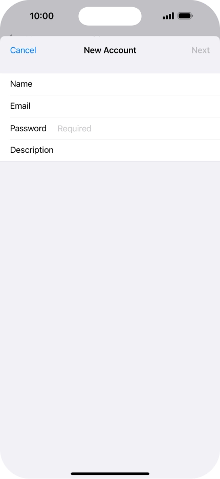 Press Password and key in the password for your email account.