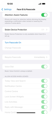 Press Turn Passcode On and key in a phone lock code of your own choice twice.