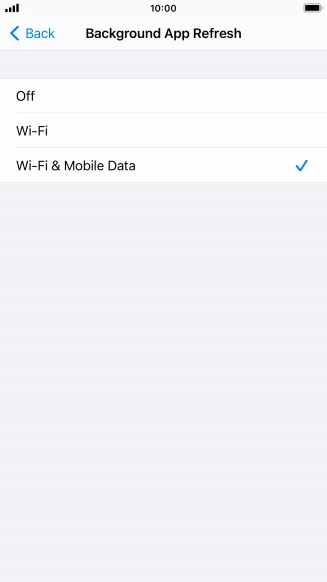 To turn off background refresh of apps, press Off.
