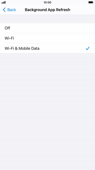 To turn off background refresh of apps, press Off.