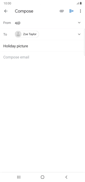 Press the text input field and write the text for your email message.