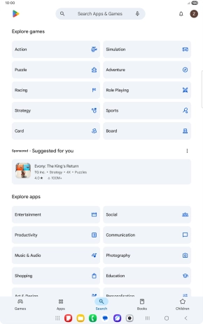 Press the search field.