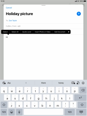 Press Insert Photo or Video and follow the instructions on the screen to attach a picture or a video clip. Press Insert Photo or Video and follow the instructions on the screen to attach a picture or a video clip.