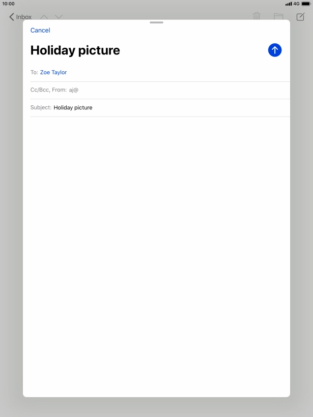 Press the text input field and write the text for your email message.