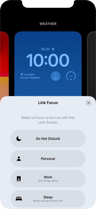 Press the required focus mode.
