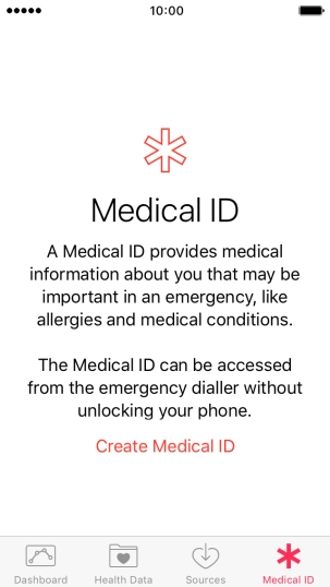 Press Create Medical ID.