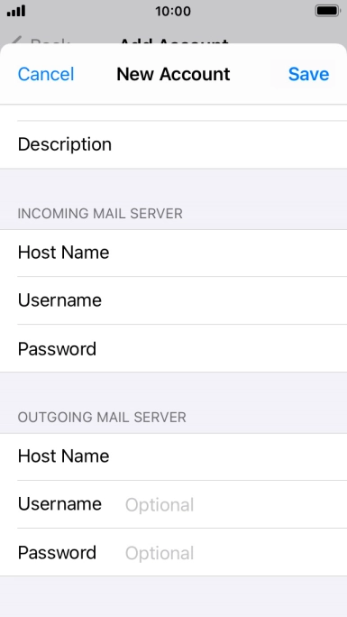 Press Username and key in the username for your email account. Please note that if you're using Vodafone's outgoing server, leave the username field empty.
