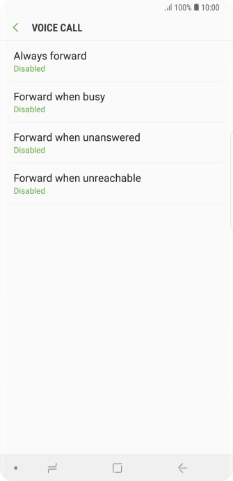 Press the required divert type. Press the required divert type.