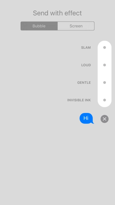 Press Bubble and follow the instructions on the screen to add a speech bubble effect to your iMessage.