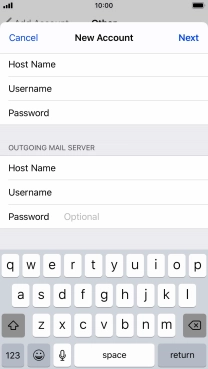 Press Password and key in the password for your email account. Please note that if you're using Vodafone's outgoing server, leave the password field empty.