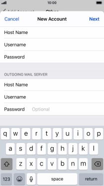 Press Password and key in the password for your email account. Please note that if you're using Vodafone's outgoing server, leave the password field empty.