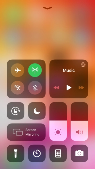 Press the required function to open an application or turn the function on or off.