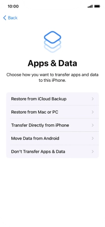 Press Don't Transfer Apps & Data and follow the instructions on the screen to finish the activation.