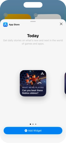 Slide your finger right or left on the screen to select the required widget size.