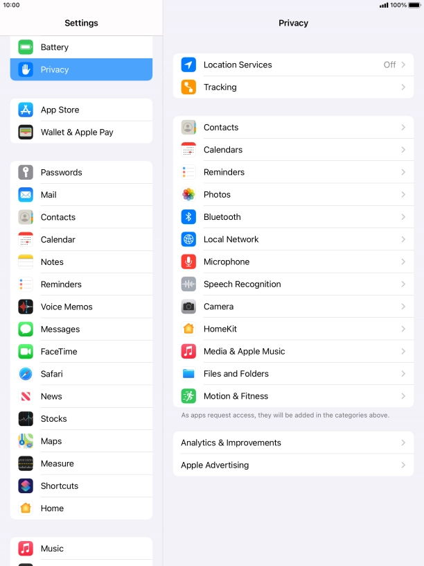 Press Location Services.