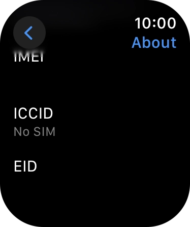 Your Apple Watch EID number is displayed below EID.